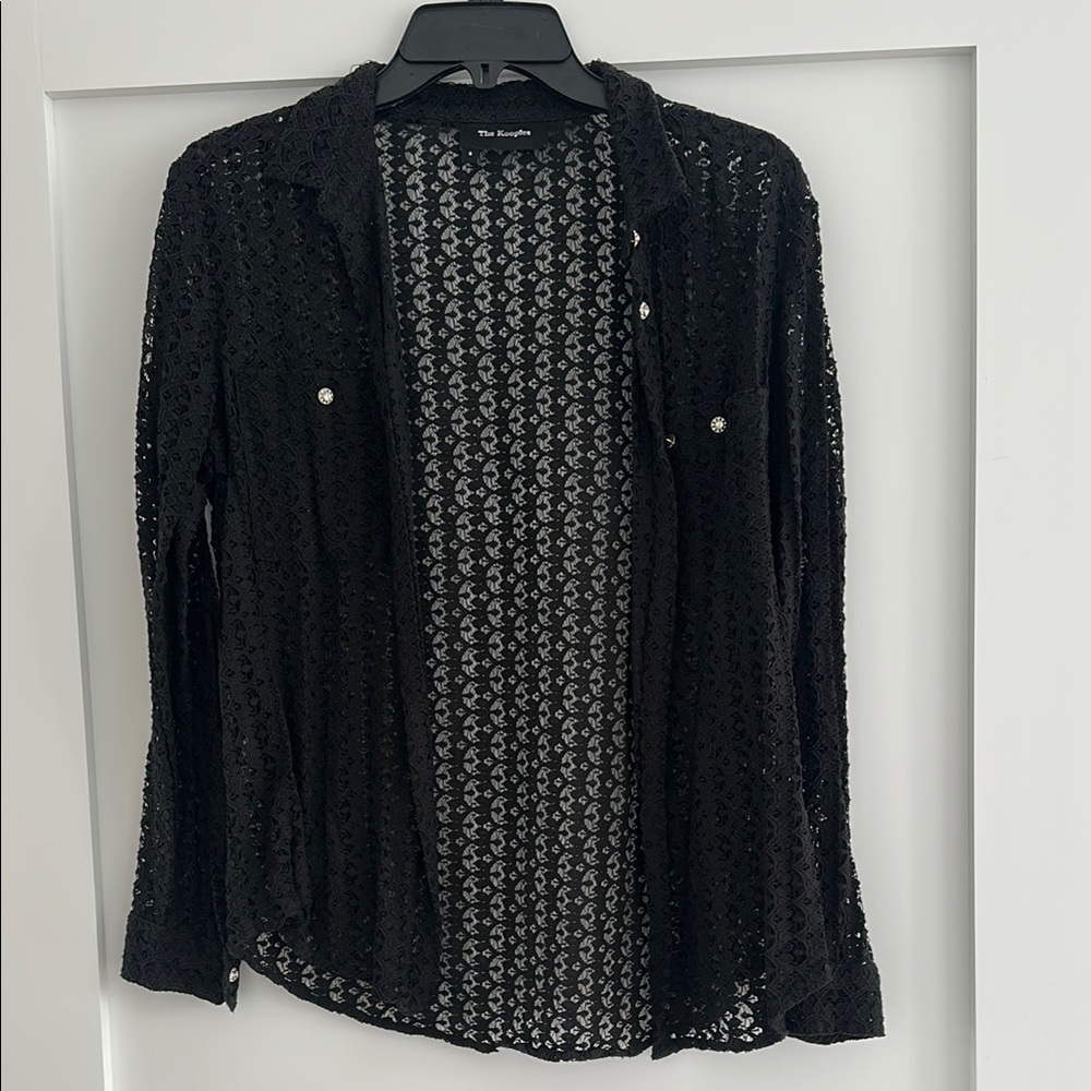 Black Sheer Button-Up Shirt the Kooples